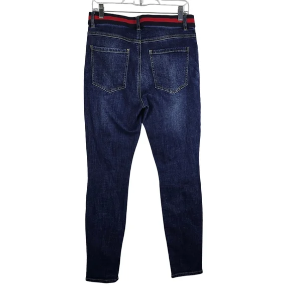 Cabi Women's Button Fly Skinny Jeans Stretchy Dark Wash Ribbon Waistband Size 8 - Picture 3 of 13